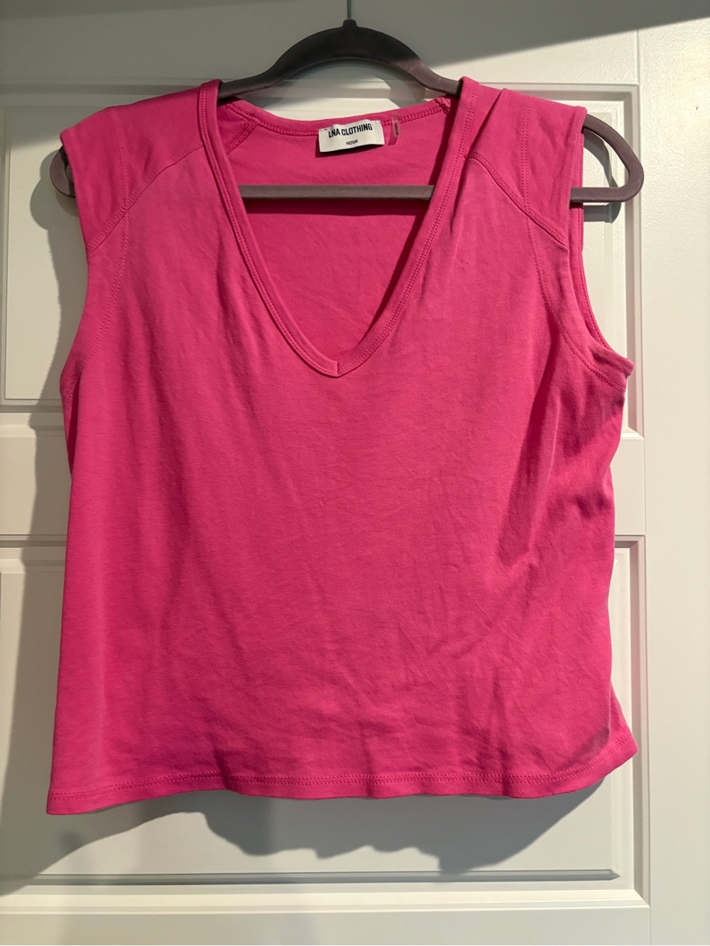 LNA Hot Pink V-Neck Sleeveless Tank